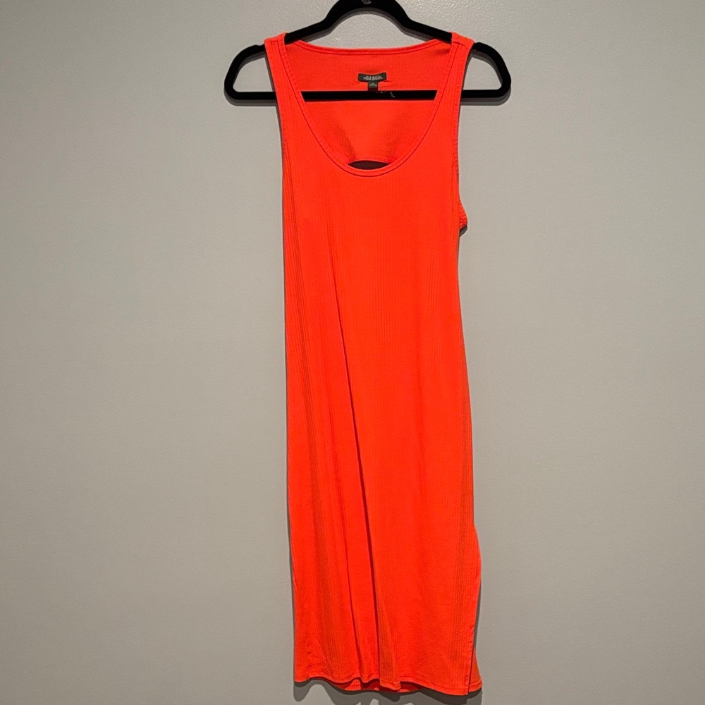 Bold Orange Ribbed Dress